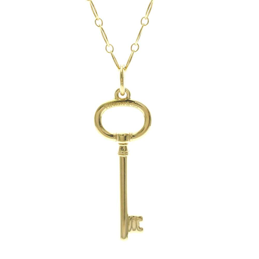 Tiffany Oval Key Necklace Yellow Gold (18K) No Stone Women,Men Fashion Pendan...